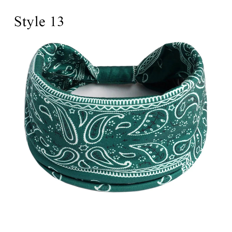 Women's Bohemian Wide Hair Band – Soft Stretchy Floral Turban for Sports, Yoga & Casual Fashion