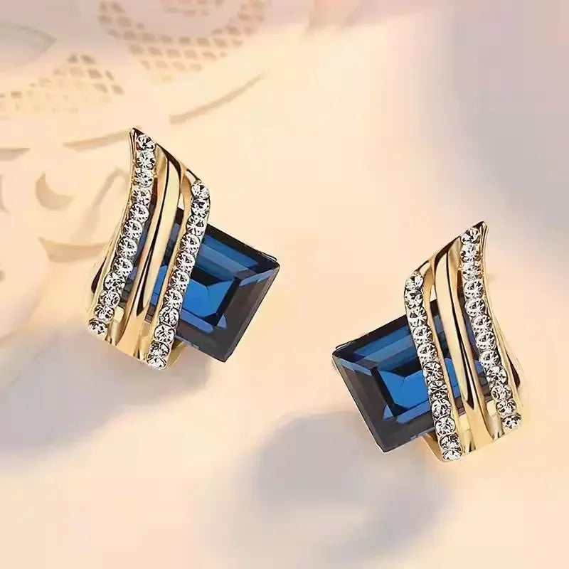 Gold-plated Zircon Earring Crystal  Engagement  for women