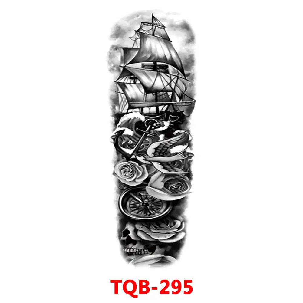 Large Waterproof Full Arm Temporary Tattoo – Intricate Totem & Geometric Sleeve Sticker