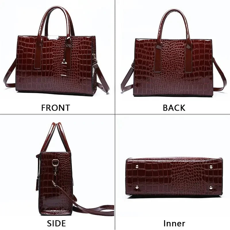 Signature Crocodile Texture Shopper – Sophisticated Luxury Work Tote
